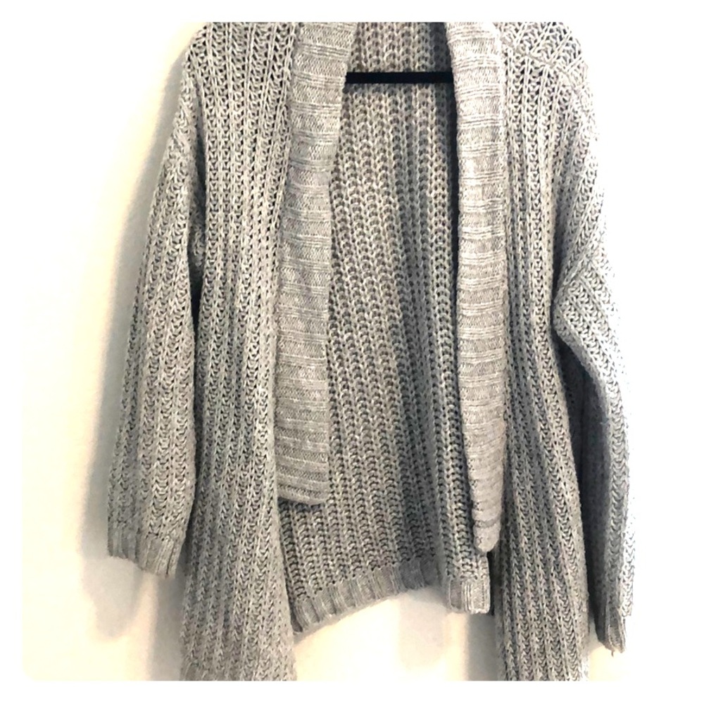 Chunky grey knitted cardigan